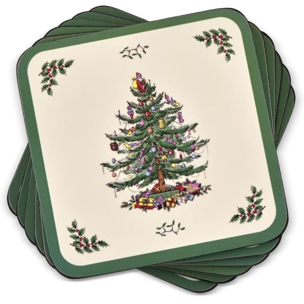 PIMPERNEL CHRISTMAS TREE COASTERS SET of 6